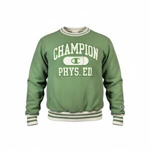 Champion x UO Men's Green Reverse Weave Collegiate Crew Neck Sweatshirt - Small